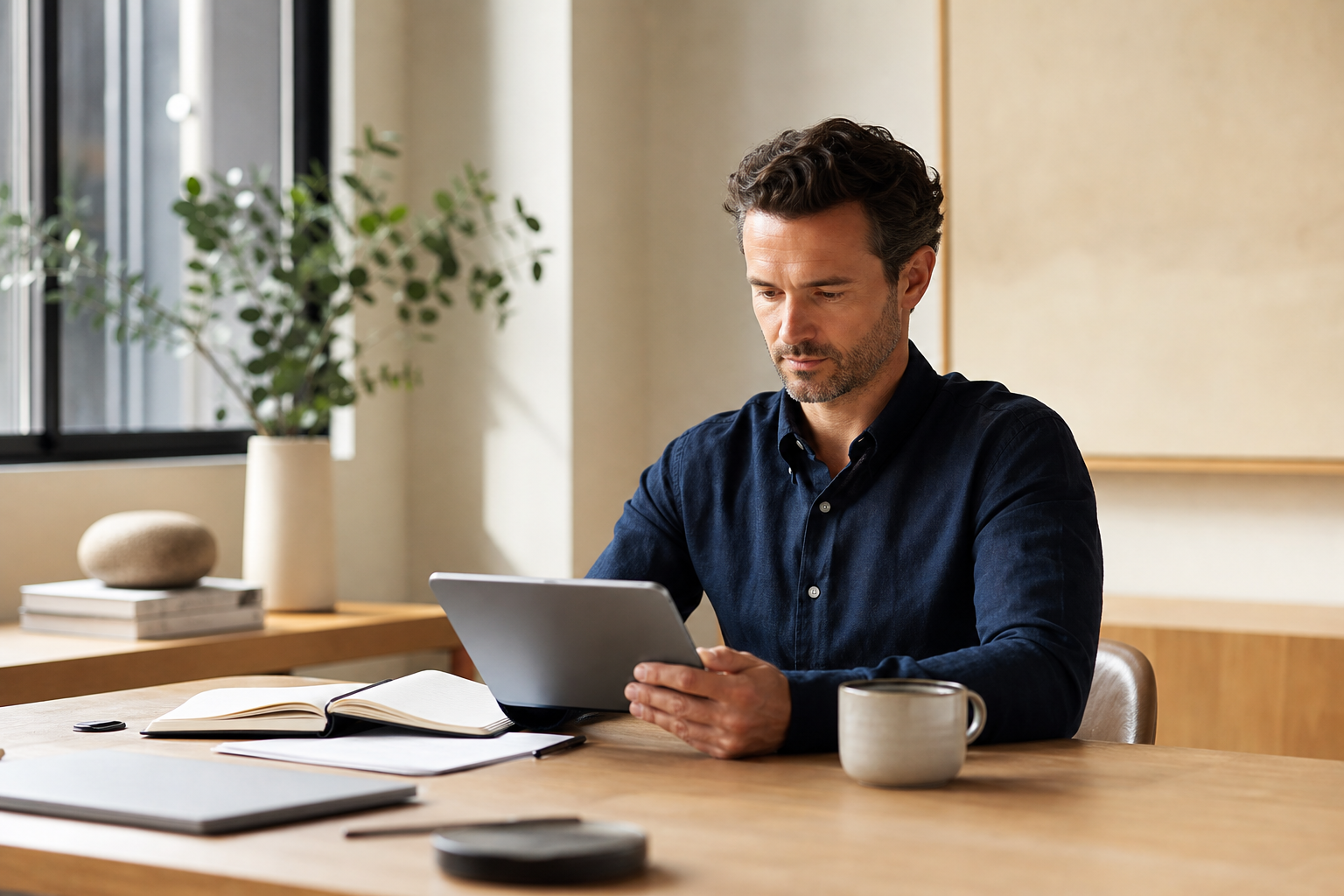 A professional taking the assessment on a laptop